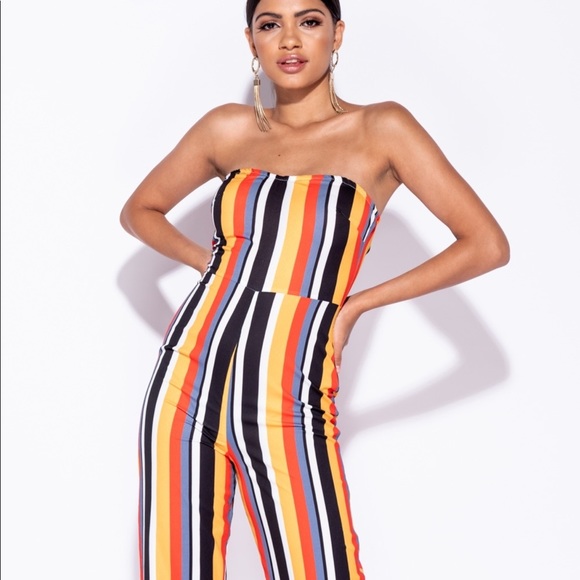 🍭Candy Striped Bandeau Jumpsuit - Picture 4 of 8